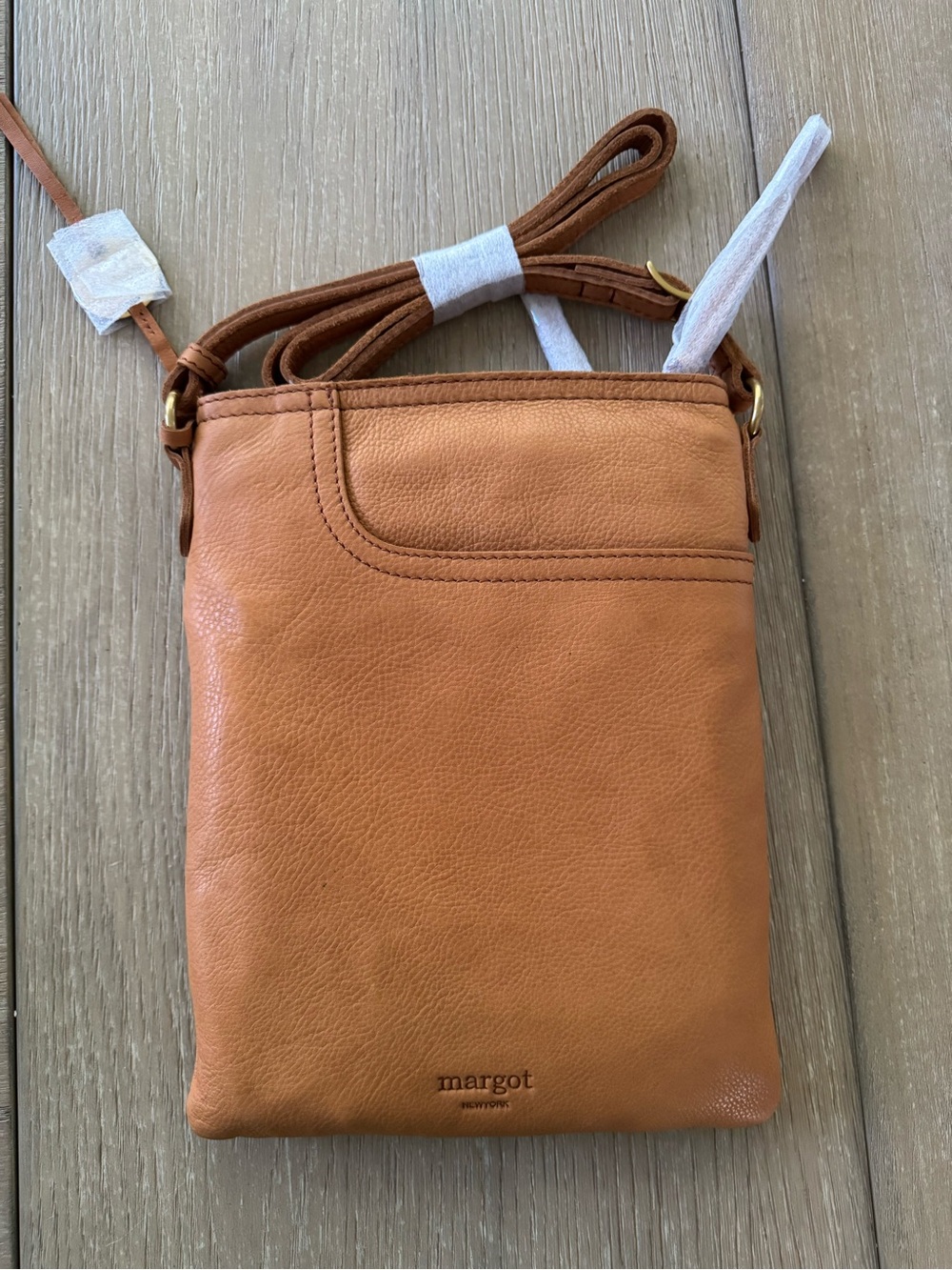 margot tan leather crossbody pouch
